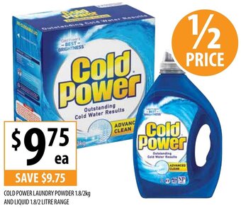 Supabarn Cold Power Laundry Powder 1,8/2kg and Liquid 1,8/2 Litre Range offer