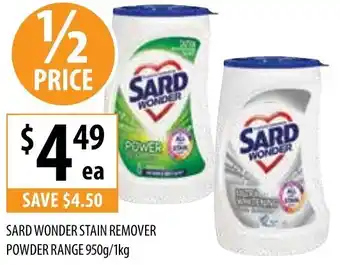 Supabarn Sard Wonder Stain Remover Powder Range 950g/1kg offer
