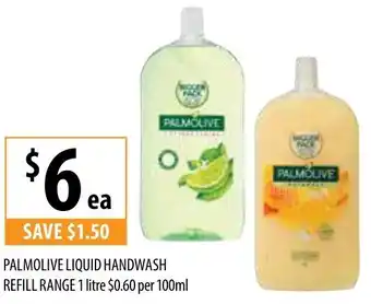 Supabarn Palmolive Liquid Handwash Refill Range 1 litre $0,60 per 100ml offer