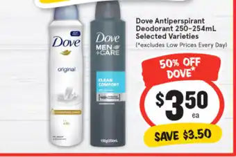 IGA Dove Antiperspirant Deodorant 250-254mL Selected Varieties offer