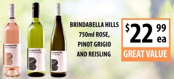Brindabella Hills 750ml Rose Pinot Grigio and Reisling