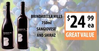 Supabarn Brindabella Hills 750ml Sangiovese and Shiraz offer