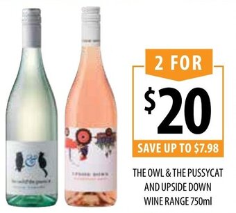 Supabarn The Owl & the Pussycat and Upside Down Wine Range 750ml offer