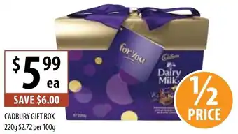 Supabarn Cadbury Gift Box 220g $2,72 per 100g offer