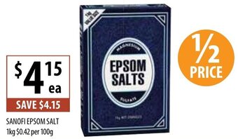 Sanofi Epsom Salt 1kg $0,42 per 100g