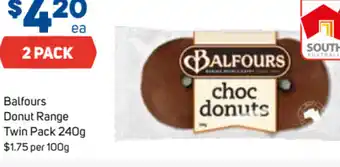 Foodland Balfours Donut Range Twin Pack 240g $1.75 per 100g offer