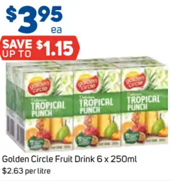 Foodland Golden Circle Fruit Drink 6 x 250ml $2.63 per litre offer