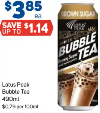 Foodland Lotus Peak Bubble Tea 490ml $0.79 per 100ml offer