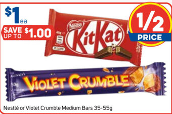 Foodland Nestlé or Violet Crumble Medium Bars 35-55g offer