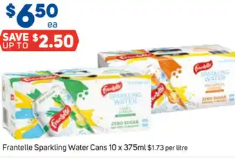Foodland Frantelle Sparkling Water Cans 10 x 375ml $1.73 per litre offer
