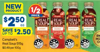 Foodland Campbell's Real Soup 515g $0.49 per 100g offer