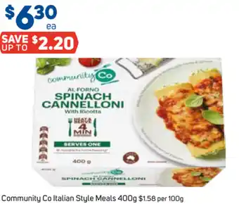 Foodland Community Co Italian Style Meals 400g $1.58 per 100g offer