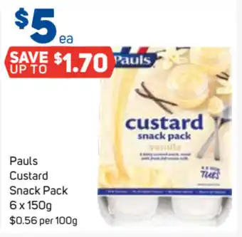 Foodland Pauls Custard Snack Pack 6 x 150g $0.56 per 100g offer