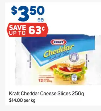 Foodland Kraft Chedda Cheese Slices 250g $14.00 per kg offer
