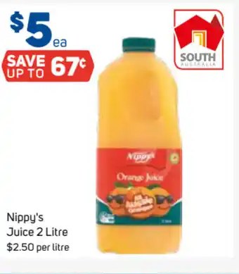 Foodland Nippy's Juice 2 Litre $2.50 per litre offer