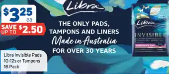 Foodland Libra Invisible Pads 10-12s offer