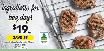 Drakes Australian Lamb Loin Chops - Min 1.2kg $19.00 per kg offer