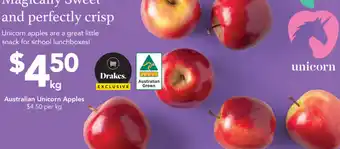 Drakes Australian Unicorn Apples $4.50 per kg offer