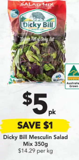 Drakes Dicky Bill Mesculin Salad Mix 350g $14.29 per kg offer