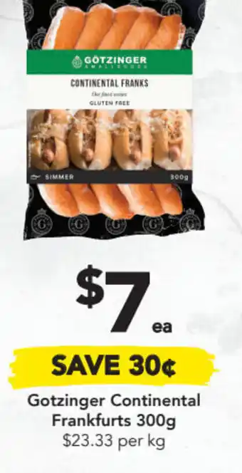 Gotzinger Continental Frankfurts 300g $23.33 per kg
