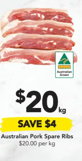 Drakes Australian Pork Spare Ribs $20.00 per kg offer