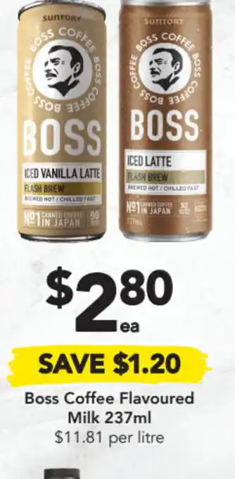 Drakes Boss Coffee Flavoured Milk 237ml $11.81 per litre offer
