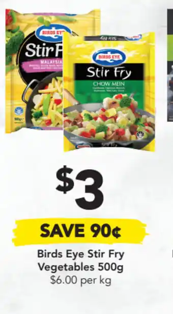 Drakes Birds Eye Stir Fry Vegetables 500g $6.00 per kg offer