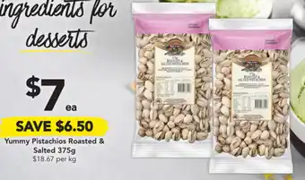 Drakes Yummy Pistachios Roasted & Salted 375g $18.67 per kg offer