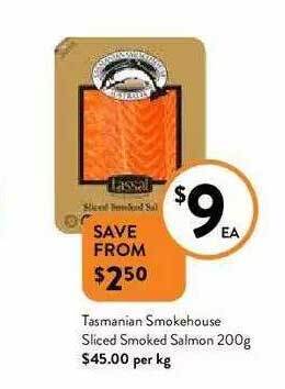Foodworks Tasmanian Smokehouse Sliced Smoked Salmon 200g offer