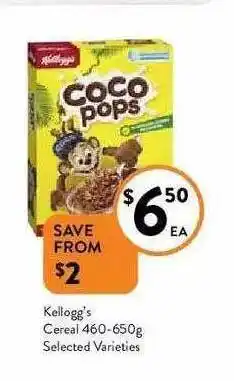 Foodworks Kellogg's Cereal 460-650g offer