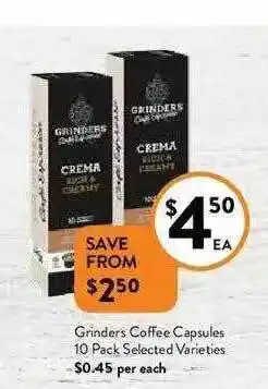 Foodworks Grinders Coffee Capsules 10 Pack offer