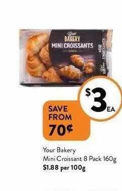 Foodworks Your Bakery Mini Croissant 8 Pack 160g offer