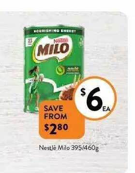Foodworks Nestlé Milo 395-460g offer