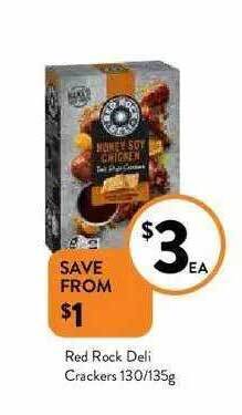 Foodworks Red Rock Deli Crackers 130-135g offer