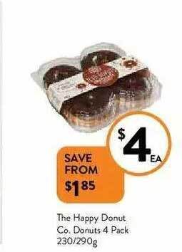 Foodworks The Happy Donut Co. Donuts 4 Pack 230-290g offer