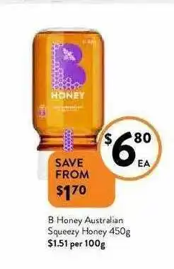 Foodworks B Honey Australian Squeezy Honey 450g offer