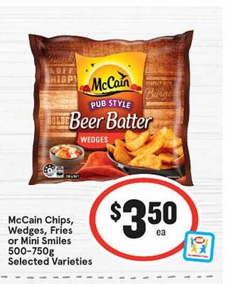 IGA Mccain Chips, Wedges, Fries Or Mini Smiles offer