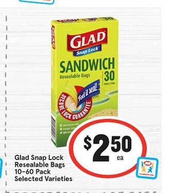 IGA Glad Snap Lock Resealable Bags offer