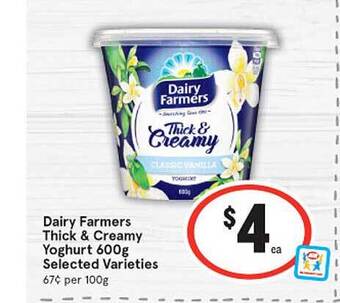 IGA Dairy Farmers Thick & Creamy Yoghurt offer