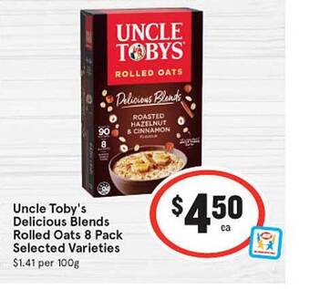 Uncle Toby's Delicious Blends Rolled Oats 8 Pack