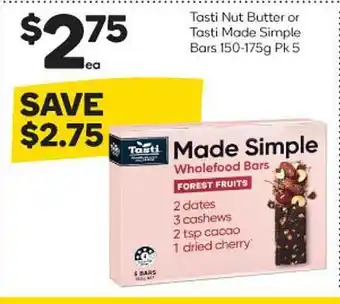 Woolworths Tasti Nut Butter Or Tasti Made Simple Bars offer