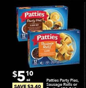 Ritchies Patties Party Pies, Sausage Rolls offer