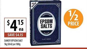 Supabarn Sanofi Epsom Salt 1kg offer