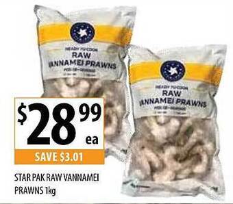 Supabarn Star Pak Raw Vannamei Prawns 1kg offer
