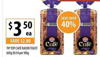 Supabarn Tip Top Café Raisin Toast 650g offer