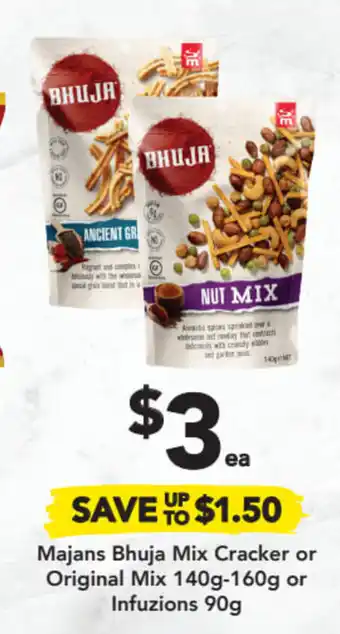 Drakes Majans Bhuja Mix Cracker or Original Mix 140g-160g or Infuzions 90g offer