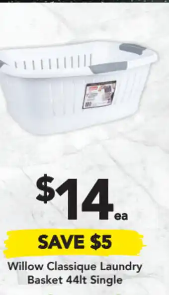 Willow Classique Laundry Basket 44lt Single