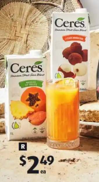 ALDI Ceres Fruit Juice Blend 1L $2.49 per Litre offer