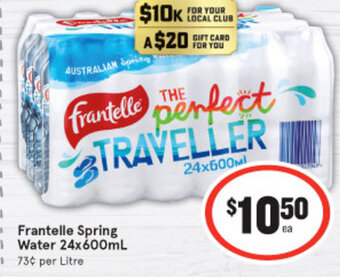 IGA Frantelle Spring Water 24x600mL offer