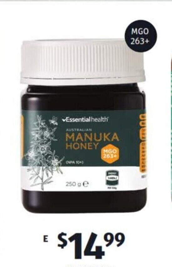 Essential Health Manuka Honey MGO 263+250g offer at ALDI